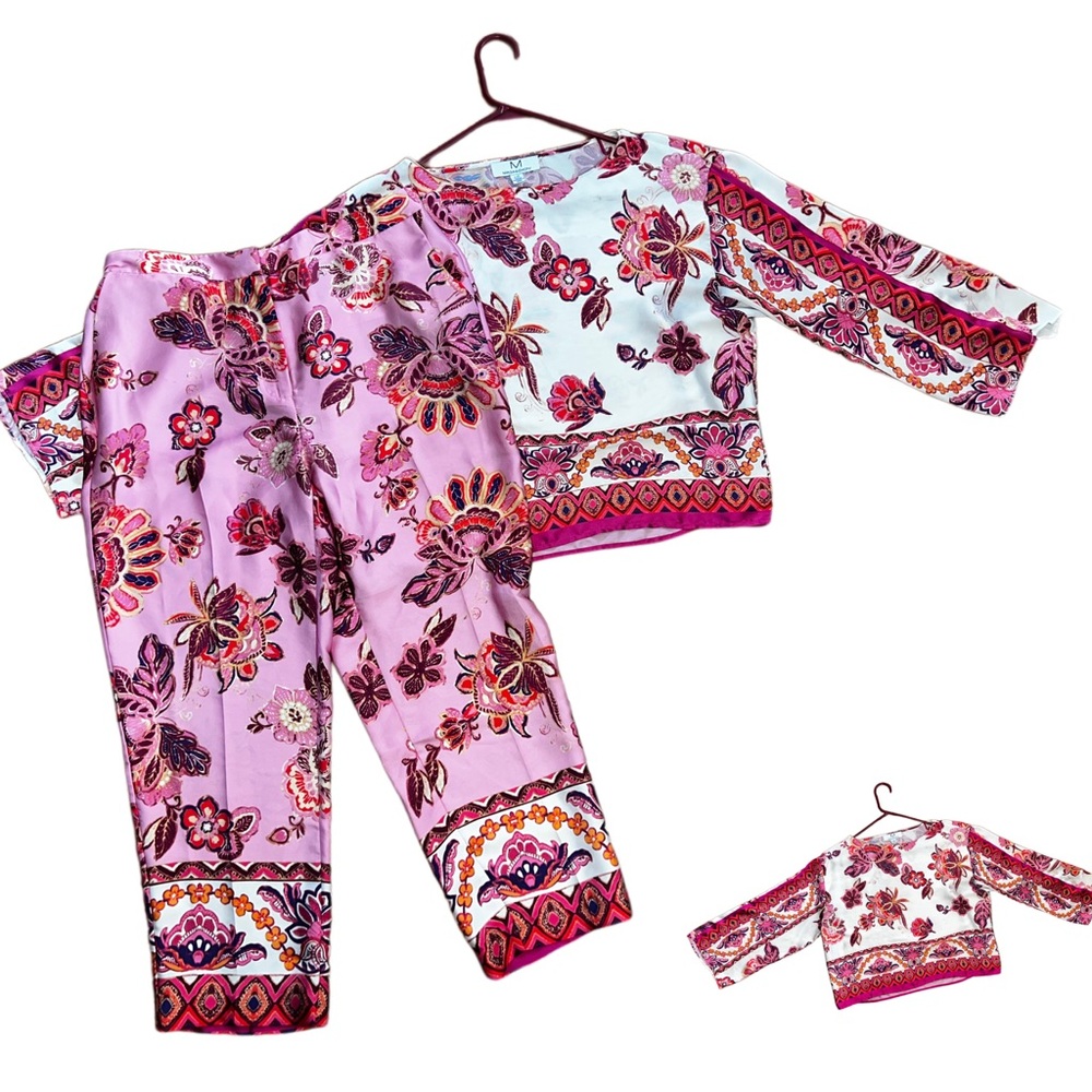 Floral matching Set - Pink and White